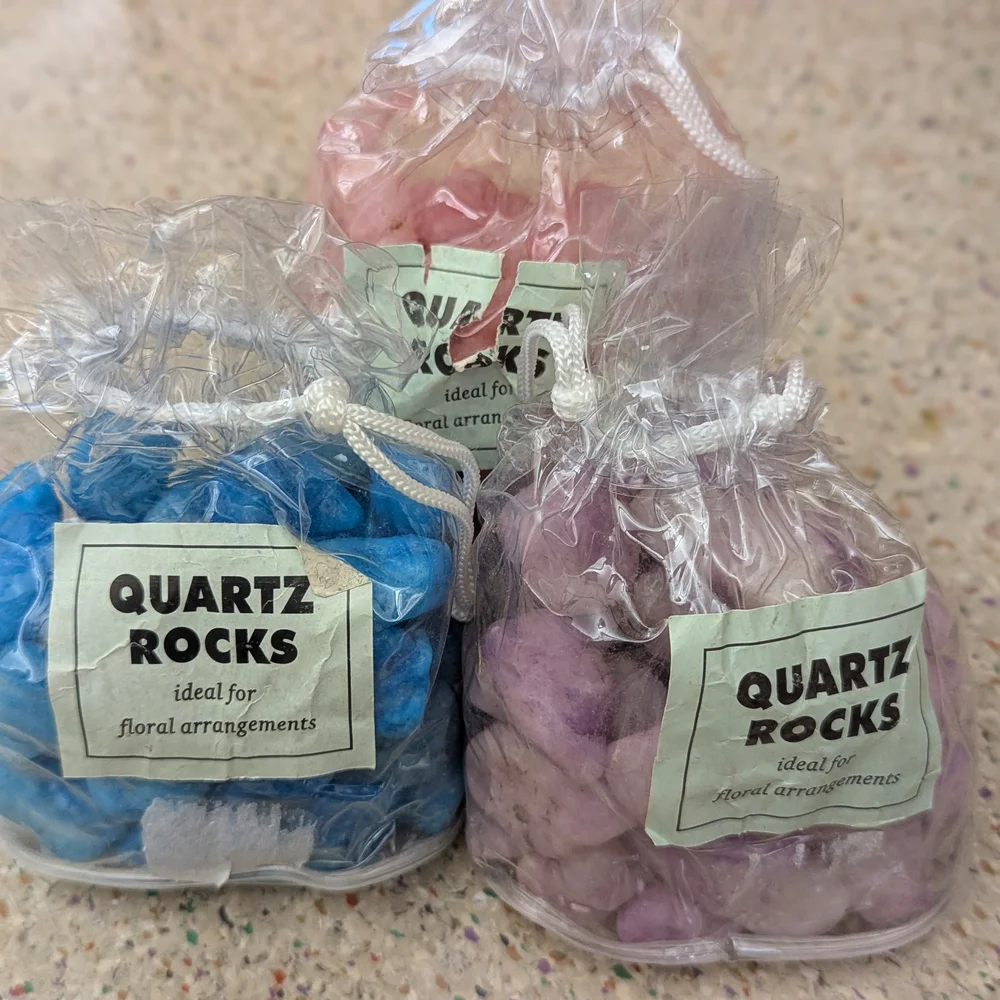 Colorful Quartz Rocks for Floral Arrangements: Pink, Purple, And Blue. NWT.